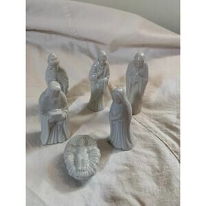 Nativity Set Handcraft White Ceramic Set of 6 from Crystal Cathedral Ministries